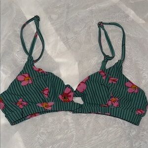 Floral Striped Bikini Top